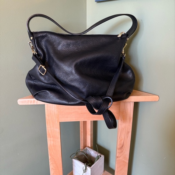 Vera Pelle Black Leather Shoulder Bag - Picture 8 of 8